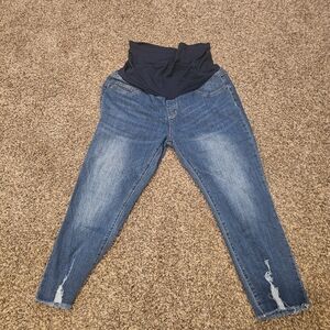 S.O.N.G. Maternity Stretch Distressed Ankle Skinny Jeans XL Medium wash